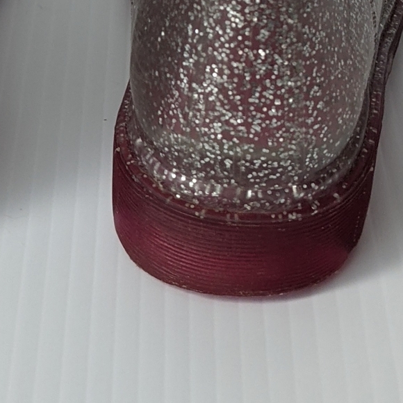 Girls Sparkle Rain Combat Style Boots with pink Laces - Sz. 11-12 - Picture 6 of 8